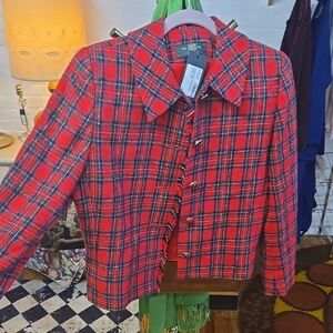 Orvis Red Plaid Tweed Blazer Jacket